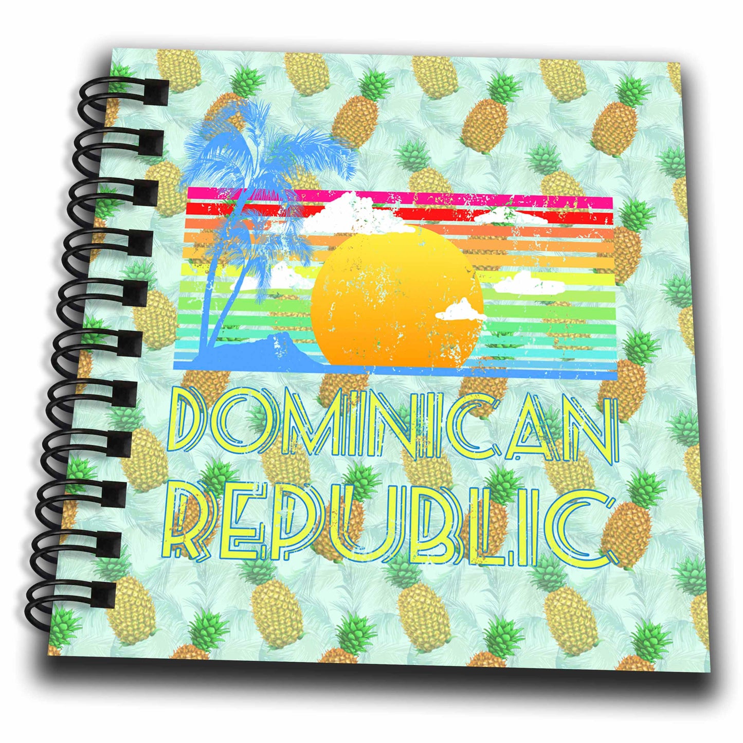 3dRose A retro Dominican Republic design on a pineapple pattern. - Drawing Books (db_353164)