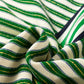 Stripe Contrast Zip Collared V-Neck Long Sleeve Top
