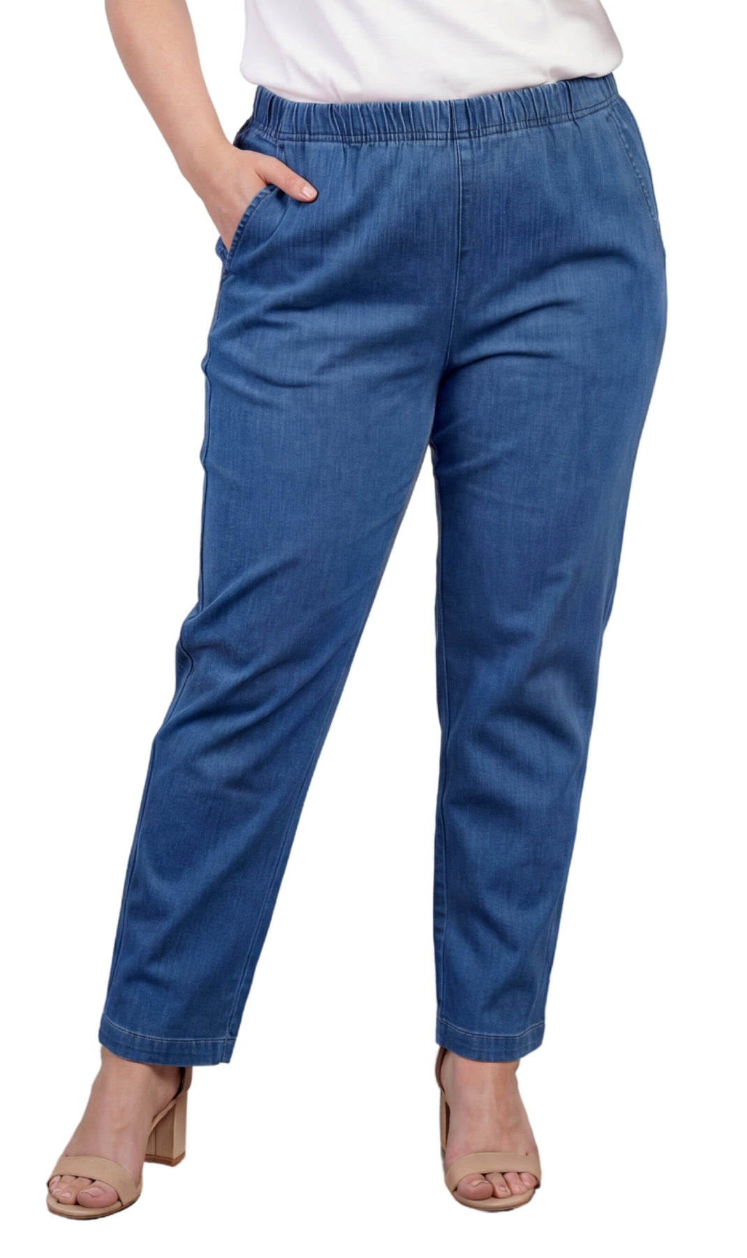 Jean en jean léger à enfiler pour femme — Taille élastique sans fermeture éclair