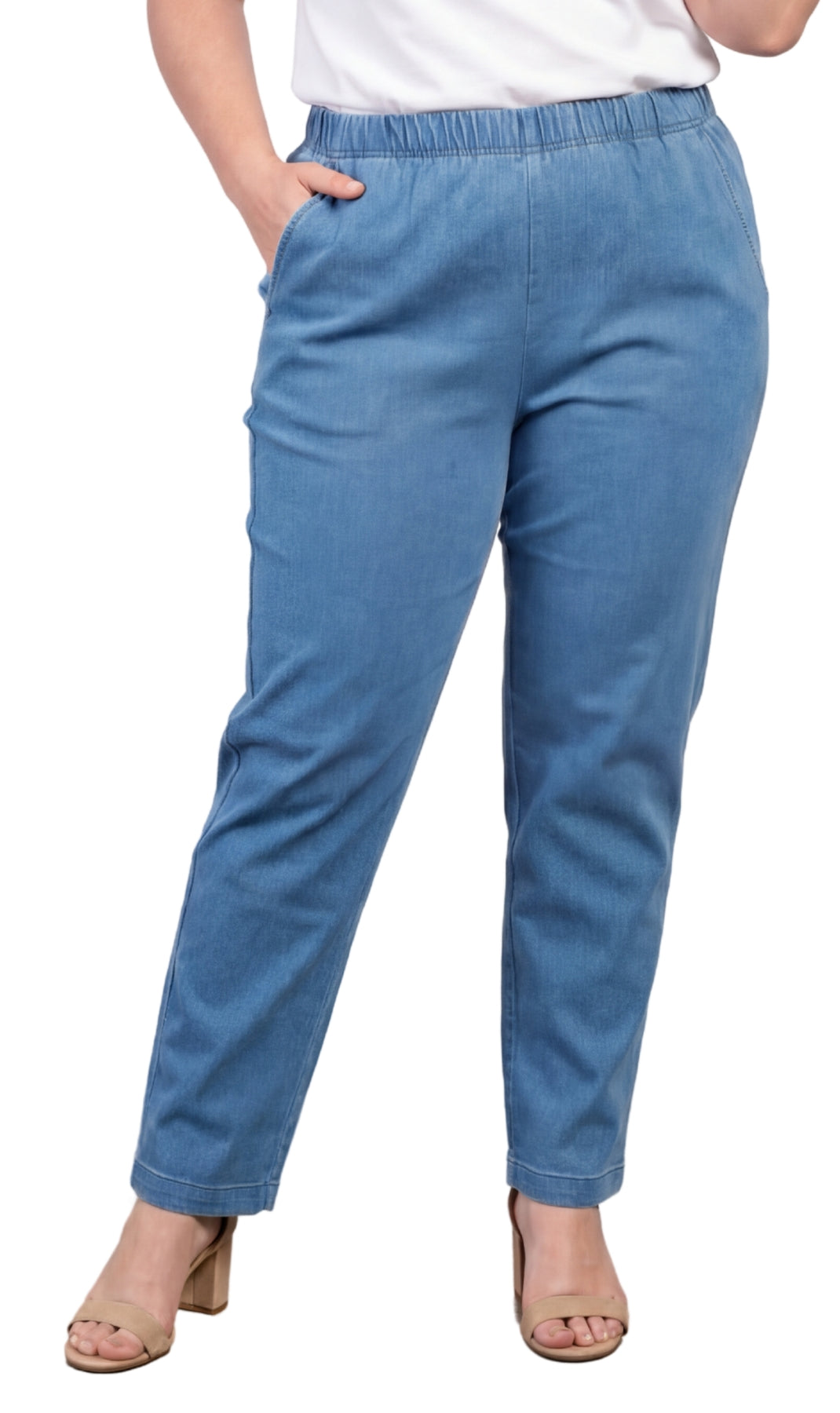 Jean en jean léger à enfiler pour femme — Taille élastique sans fermeture éclair