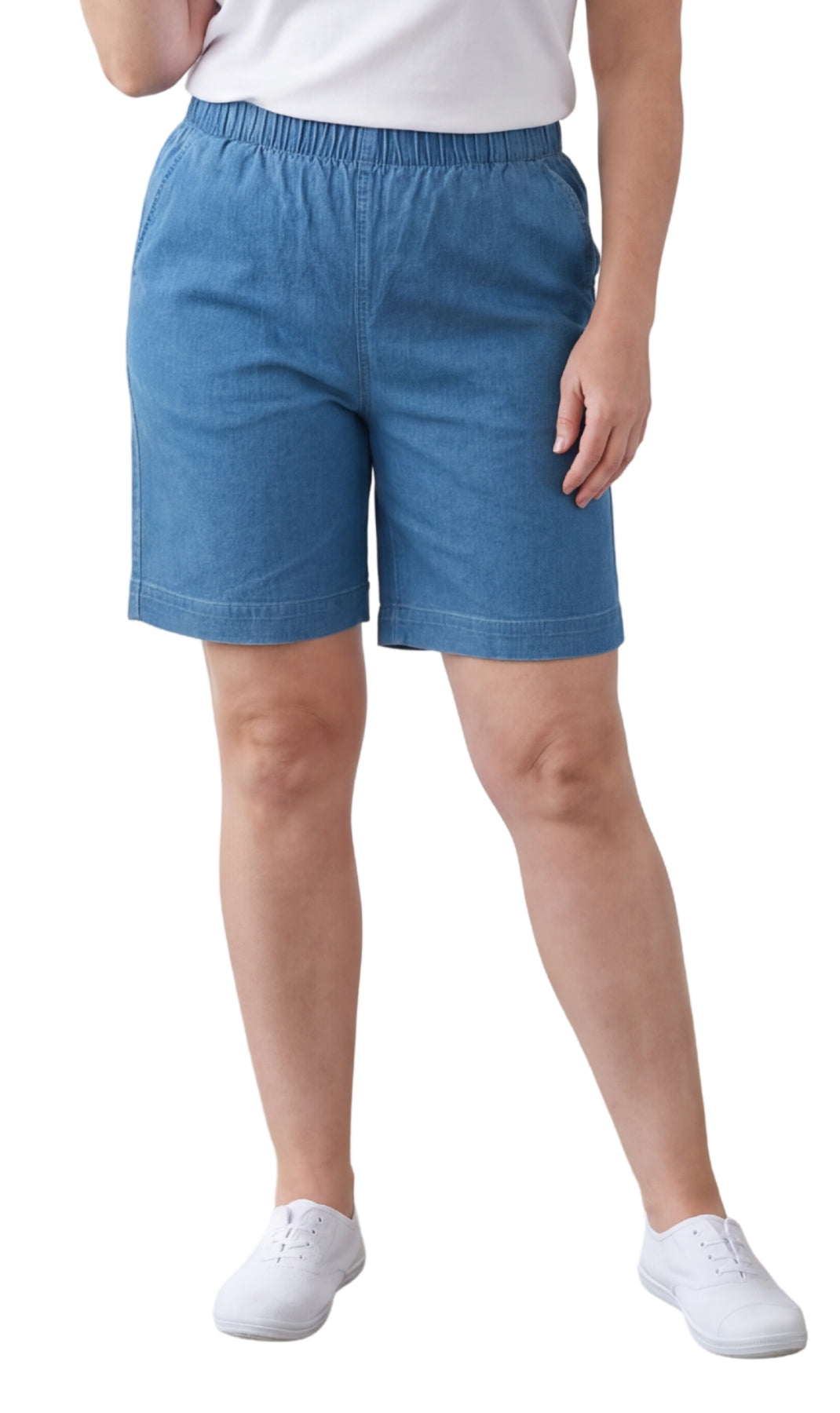 Shorts en jean et twill pour femme – Taille extensible sans fermeture éclair
