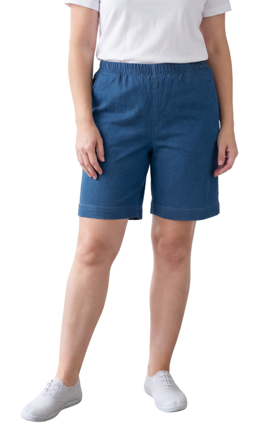 Shorts en jean et twill pour femme – Taille extensible sans fermeture éclair