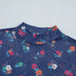 Polka Dot Floral Mesh Lettuce Trim Long Sleeve Top