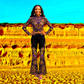 Aztec designer gold and purple sexy flare designs LP Flared Pants Designs by DESIGNS BY KIEKIE