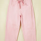 Solid Denim Grommet Tie Waist Barrel Leg Jeans