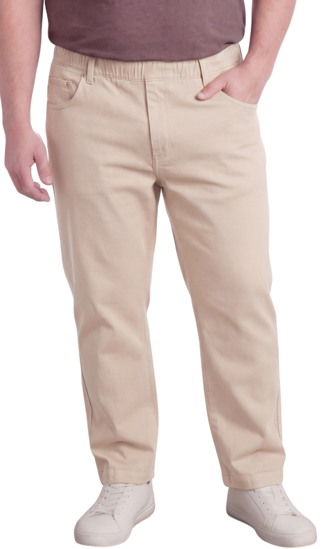 Pantalon en jean et sergé à enfiler pour homme — Coupe droite à taille élastique