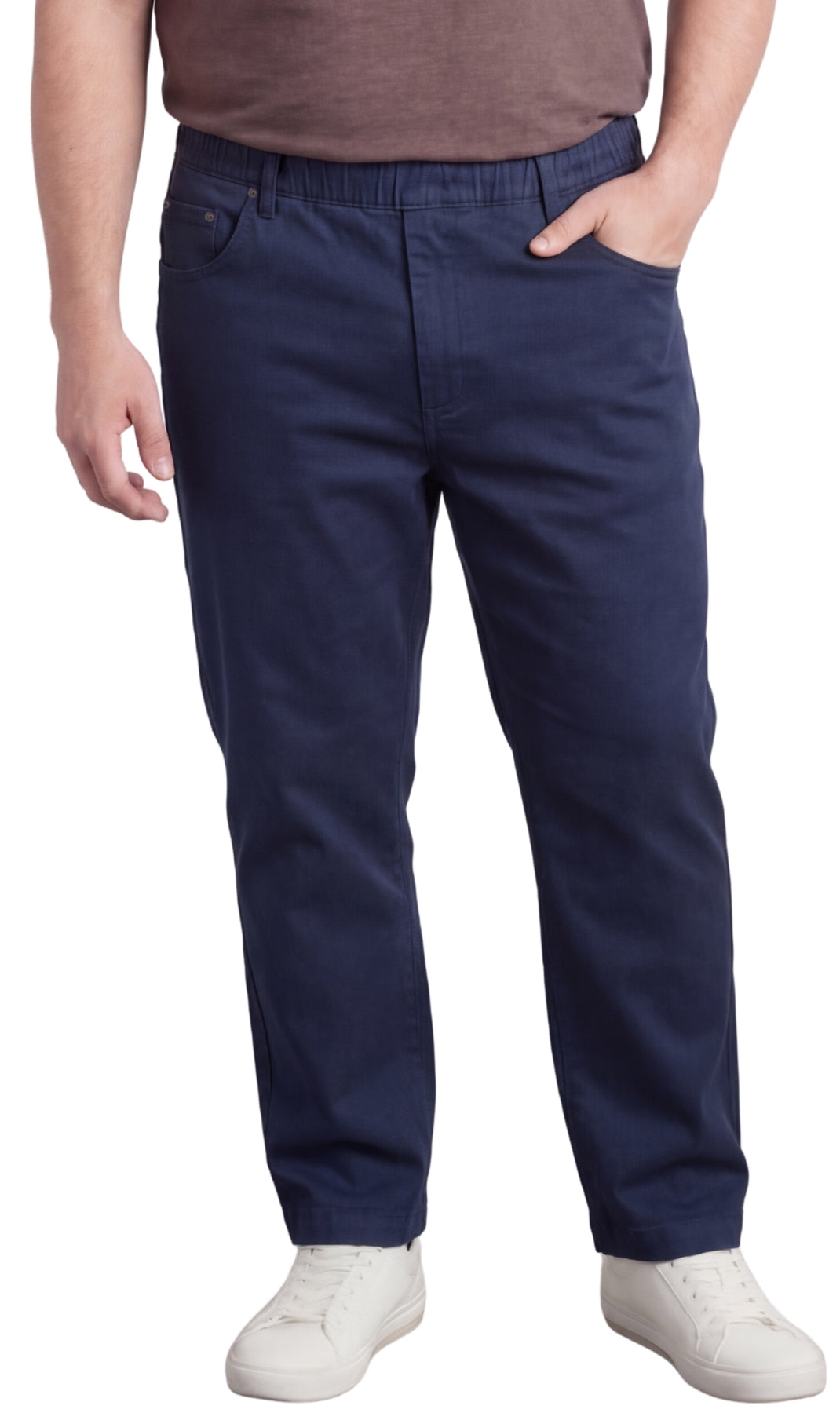 Pantalon en jean et sergé à enfiler pour homme — Coupe droite à taille élastique