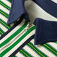 Stripe Contrast Zip Collared V-Neck Long Sleeve Top