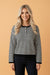 Stripe Button Placket Drop Shoulder Long Sleeve Sweater