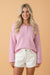 Stripe Button Placket Drop Shoulder Long Sleeve Sweater