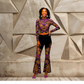 AZTEC GOLD AND PURPLE ARTISTIC DESIGNS Women's Long Sleeve Round Neck Crop Top Only  DESIGNS BY KIEKIE
