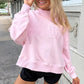 Pink Stay Salty Embroidered Long Sleeve Stand Neck Shift Pullover Sweatshirt