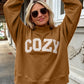 Pink Stay Salty Embroidered Long Sleeve Stand Neck Shift Pullover Sweatshirt