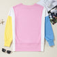 Colorblock Exposed Seam Side Slit Long Sleeve Sweatshirt