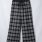 Plaid Frenchy Contrast Drawstring Waist Wide Leg Pants