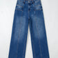 Solid Denim Seam Detail High Waist Jeans