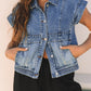 Ashleigh Blue Acid Wash Elastic Hem Button Up Denim Vest
