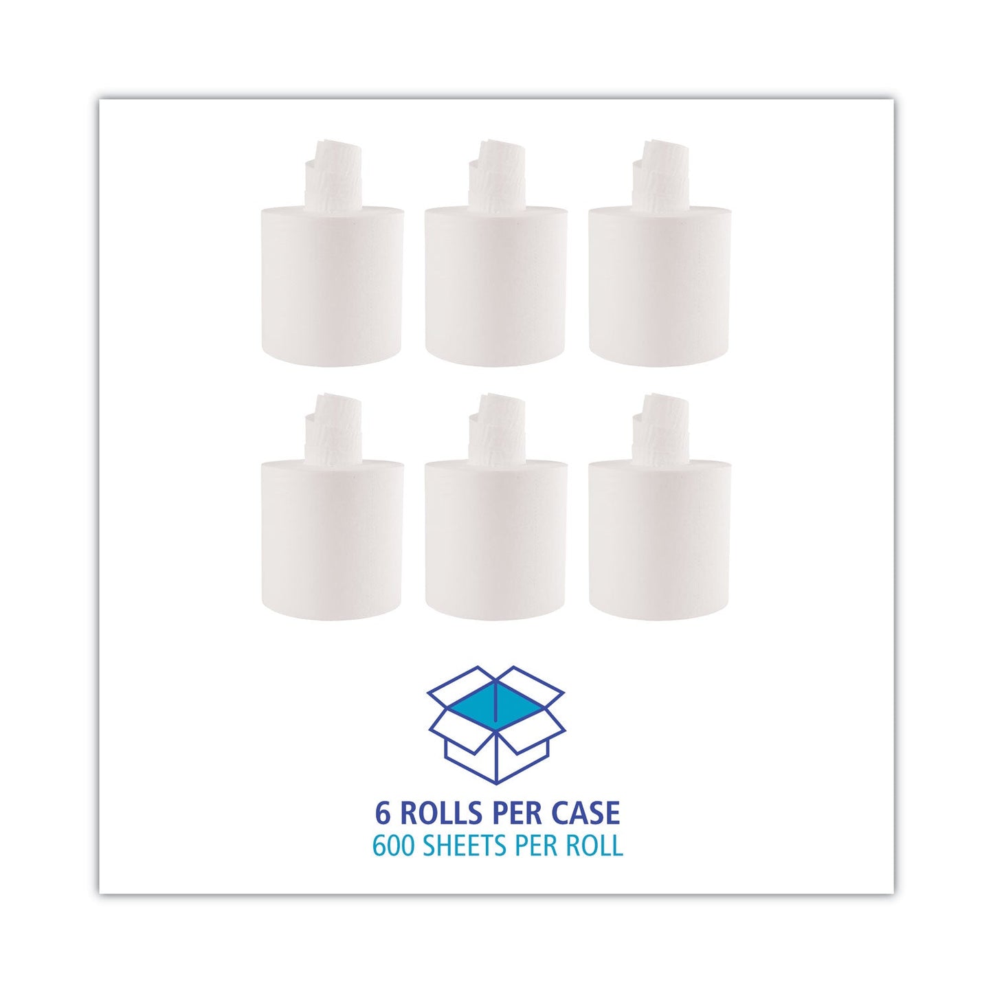 Boardwalk Center-Pull Roll Towels, 2-Ply, 7.6 x 8.9, White, 600/Roll, 6/Carton
