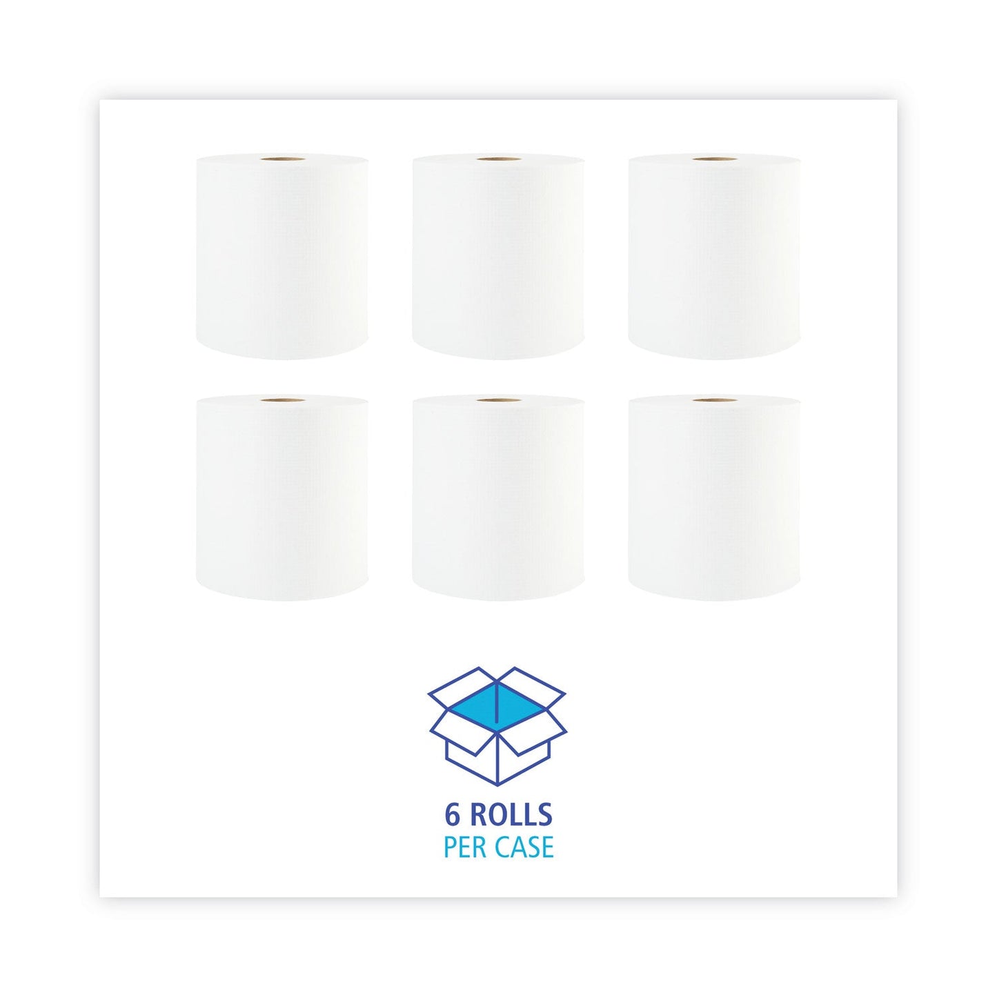 Boardwalk Hardwound Paper Towels, 1-Ply, 8" x 800 ft, White, 6 Rolls/Carton