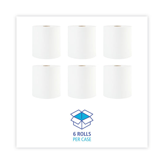 Boardwalk Hardwound Paper Towels, 1-Ply, 8" x 800 ft, White, 6 Rolls/Carton
