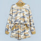 Camo Mock Neck Long Sleeve Top & Shorts Set