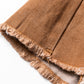 Solid Buttoned High Waist Raw Hem Flare Jeans
