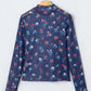 Polka Dot Floral Mesh Lettuce Trim Long Sleeve Top