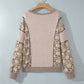 Floral Patchwork Contrast Stitching Long Sleeve Top