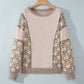 Floral Patchwork Contrast Stitching Long Sleeve Top