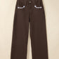 Western Arrow Embroidered Button Fly Straight Leg Jeans