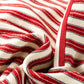 Stripe Contrast Zip Collared V-Neck Long Sleeve Top