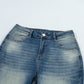 Solid Denim Flare Leg Jeans w/ Pockets