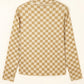 Checker Ribbed Knit Turtleneck Long Sleeve Tee