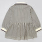 Plus Size Stripe Patchwork Collared V-Neck Peplum Blouse