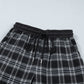 Plaid Frenchy Contrast Drawstring Waist Wide Leg Pants