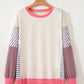 Colorblock Stripe Patchwork Dolman Sleeve Sweatshirt