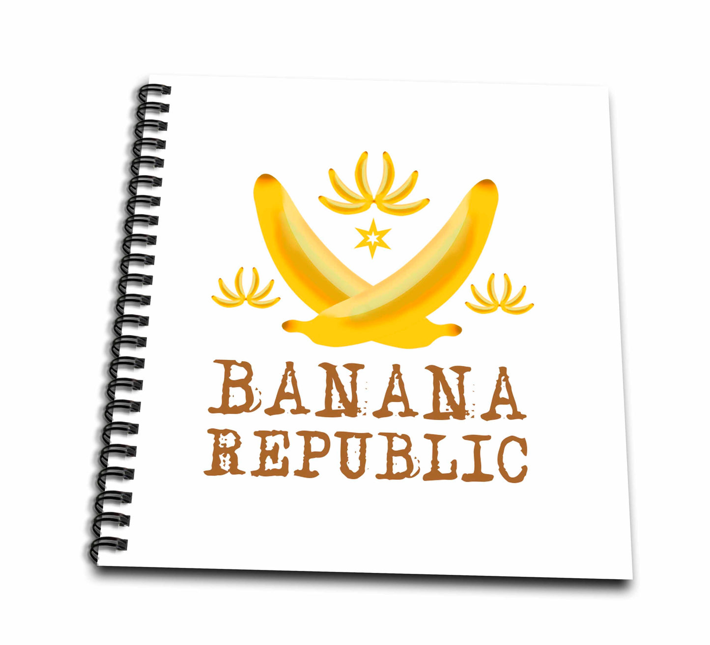 3dRose An emblem made from yellow bananas. A text Banana Republic - Drawing Books (db_351406)
