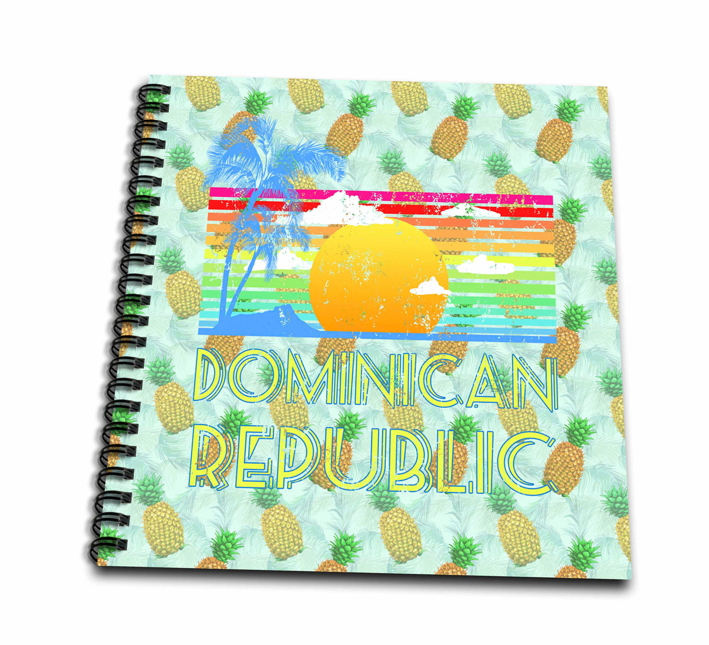 3dRose A retro Dominican Republic design on a pineapple pattern. - Drawing Books (db_353164)