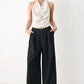 BLACK & CREAM POISE WOVEN JUMPSUIT