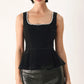 MIDNIGHT GLAM JEWELED VELVET PEPLUM TOP