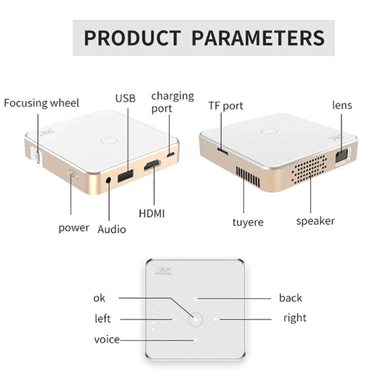 Salange P30 Mini Projector DLP Portable Home Theater 1080P 4K Supported Wifi Screenless TV for Mobile Phone Smartphone