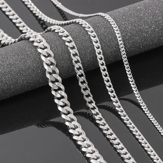 Men's Cuban Link Chain Size 3.6/5/6/7/8/9mm Men's Punk Necklace Stainless Steel Male Fashion Jewelry Gifts for Men