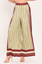 VINTAGE VINE BURGUNDY PRINTED WIDE-LEG PANTS