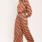 TOFFEE DIAGONAL FLOW WOVEN WIDE LEG PANTS