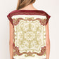 VINTAGE VINE BURGUNDY PRINTED WIDE-NECK TOP