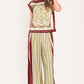 VINTAGE VINE BURGUNDY PRINTED WIDE-NECK TOP
