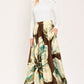 CREAM BOTANIC SWEEP WOVEN CROP TOP AND FULL SKIRT SET