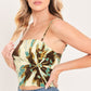 CREAM BOTANIC SWEEP WOVEN CROP TOP AND FULL SKIRT SET