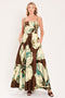 CREAM BOTANIC SWEEP WOVEN CROP TOP AND FULL SKIRT SET