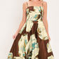 CREAM BOTANIC SWEEP WOVEN CROP TOP AND FULL SKIRT SET